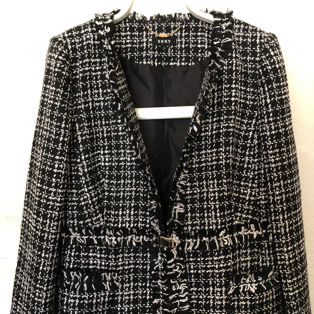 DKNY Tweed Topper Jacket, Oxford, Black, 16 - Picture 6 of 7